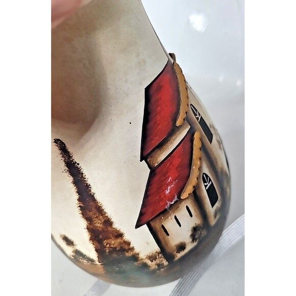 Hilda Artisan Ceramic Stoneware‎ Serveware Pitcher Religious Church Landscape - Picture 5 of 15